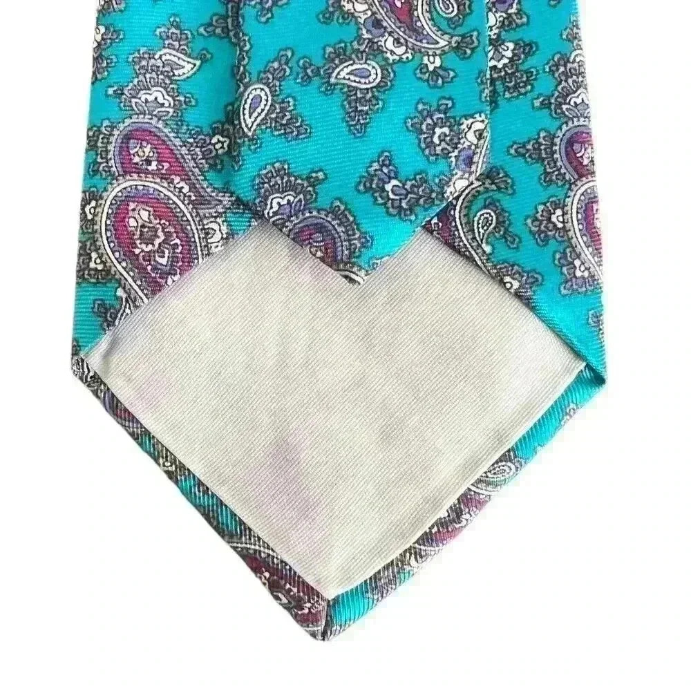 Hardy Amies Green Paisley 100% Silk Tie Necktie‎ 3” Wide - Picture 5 of 6
